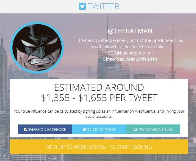 batman twitter webfluential