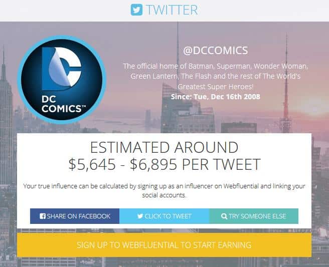 dccomics twitter webfluential