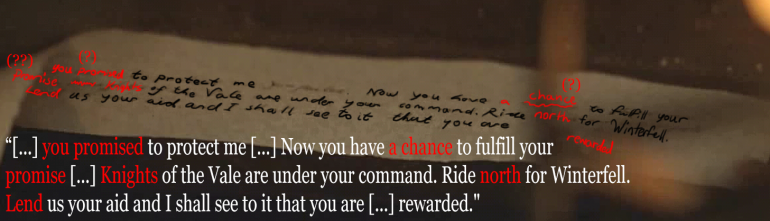 Sansa's Secret Letter