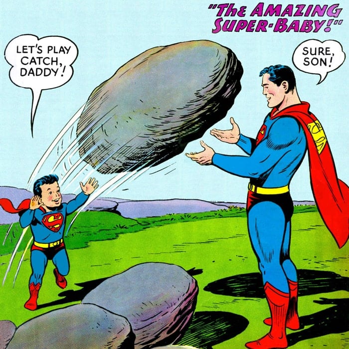 Superman as a Father Adopted Baby Bliss in Action Comics #217 (June 1956)