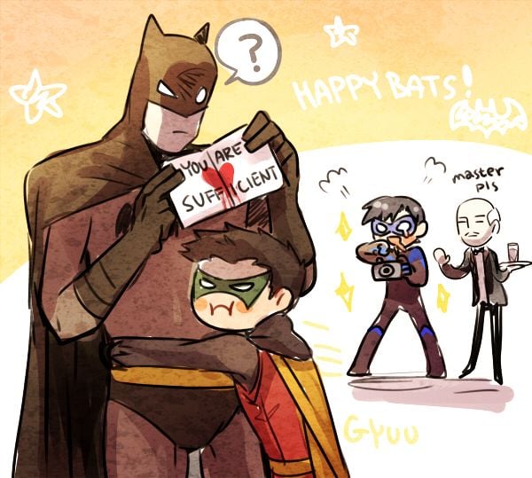 Robin hugs his dad