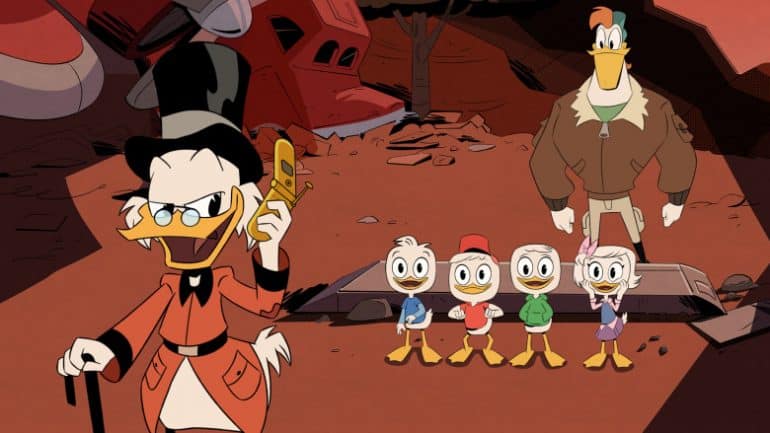 SCROOGE MCDUCK, DEWEY, HUEY, LOUIE, WEBBY VANDERQUACK, LAUNCHPAD MCQUACK