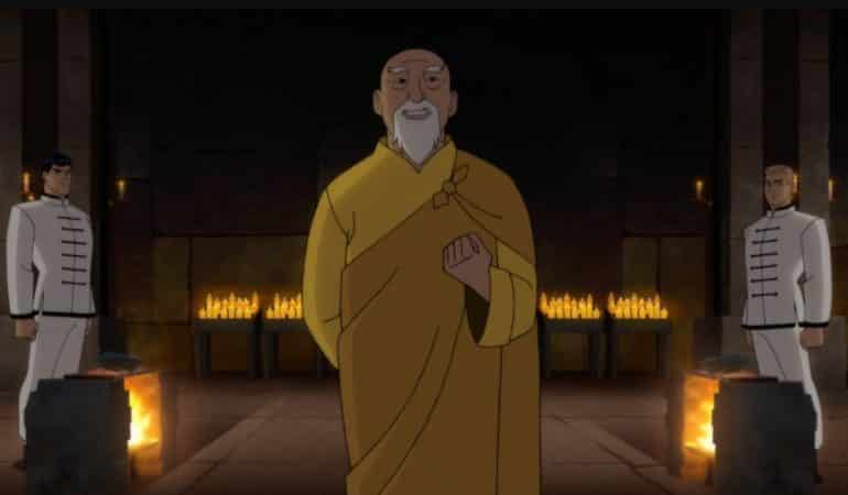 Batman Soul of the Dragon Sensei (voiced by James Hong) explains the ritual of attempting to break the stone to Bruce Wayne (voiced by David Giuntoli) and Rip Jagger (voiced by Chris Cox).