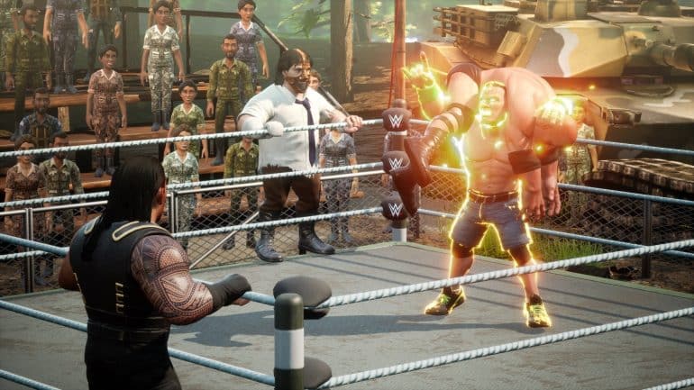 WWE 2K Battlegrounds cena vs rock vs mankind vs roman