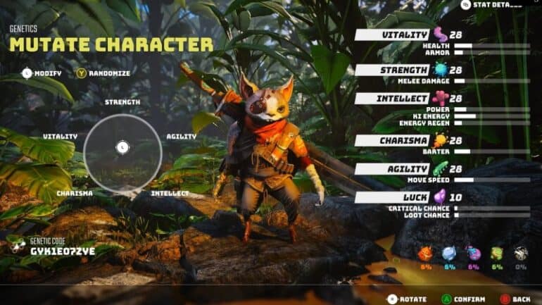 Biomutant game customisation