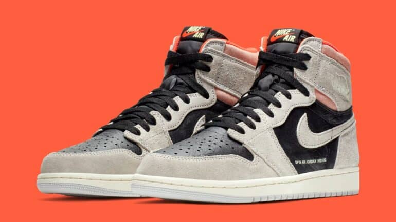 Air Jordan 1 Retro Neutral Grey:Hyper Crimson