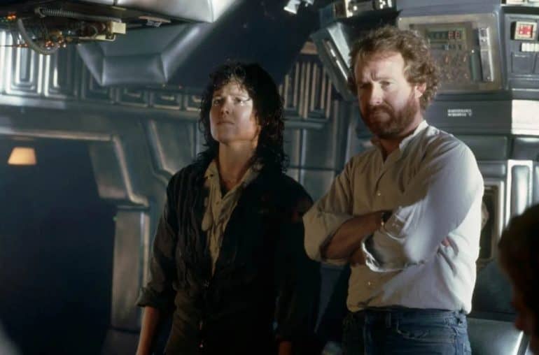 Ridley Scott Sigourney Weaver Set