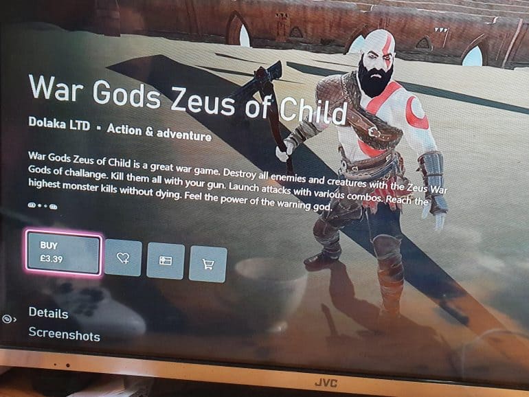 War Gods Zeus of Child God of War Ripoff