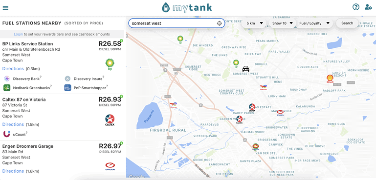 MyTank South Africa Petrol App