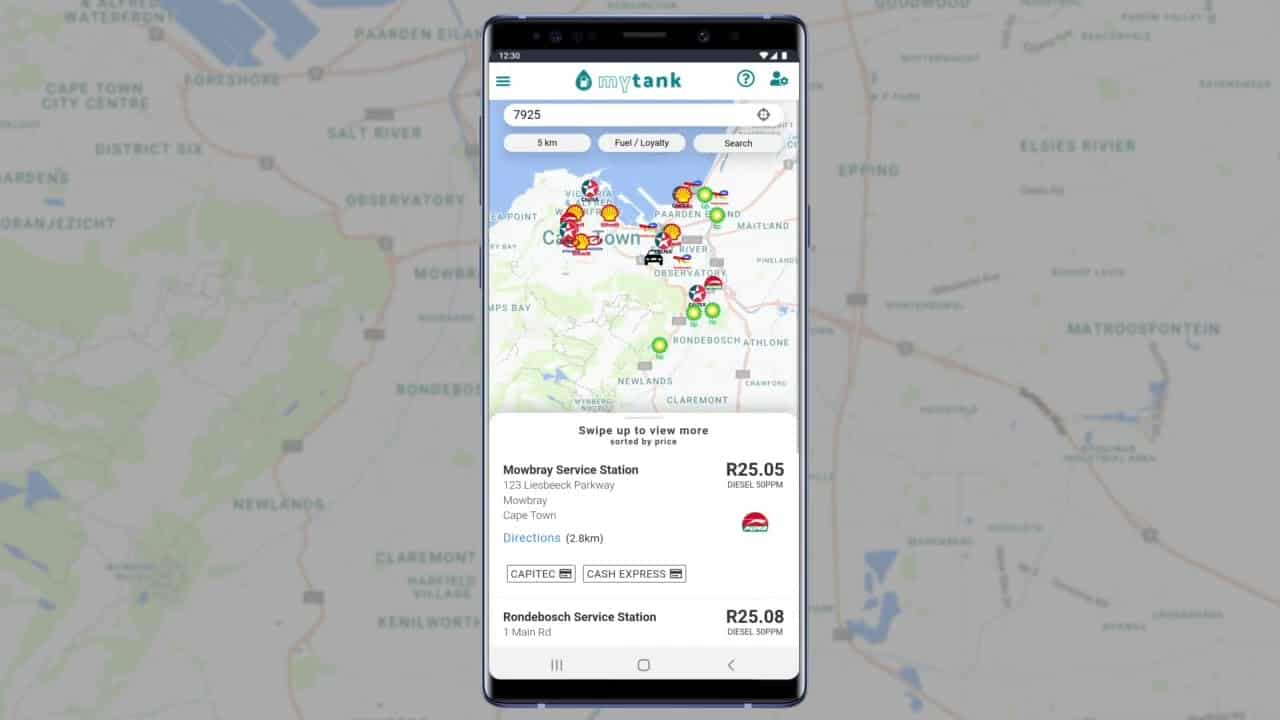 MyTank south africa petrol app