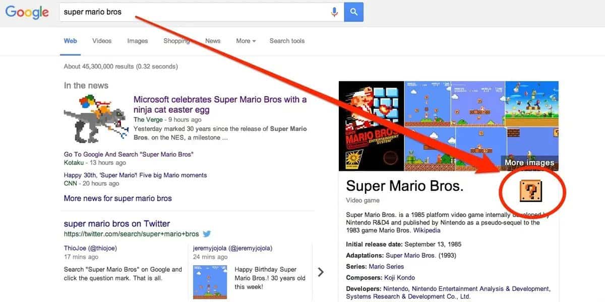 You Can Still Find Google's Super Mario Bros Easter Egg