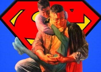 Clark Kent embracing his family in DC Comics artwork — Superman as a father figure - Alex Ross artwork
