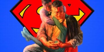 Clark Kent embracing his family in DC Comics artwork — Superman as a father figure - Alex Ross artwork