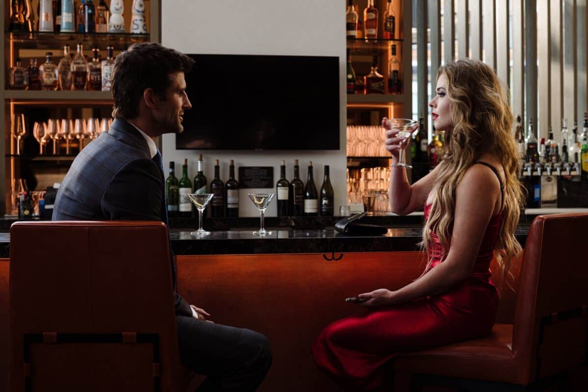[L-R] Parker Young as “Nick” and Sasha Pieterse as “Zoe” in the thriller, THE IMAGE OF YOU. Photo courtesy of Republic Pictures (a Paramount Pictures label).  