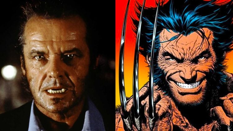 Jack Nicholson in Wolf (1994) alongside comic-accurate Wolverine from Marvel Comics