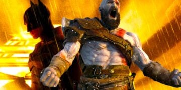 Kratos from God of War dominates the foreground while a faded Batman looms behind him, symbolizing video game movies overtaking comic book movies