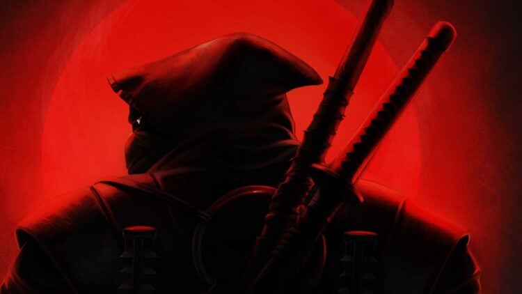 The Last Ronin stands armed with his brothers' weapons against a blood-red moon