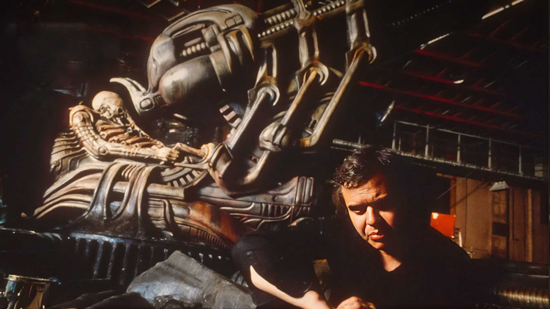 H. R. Giger on the set of Alien
