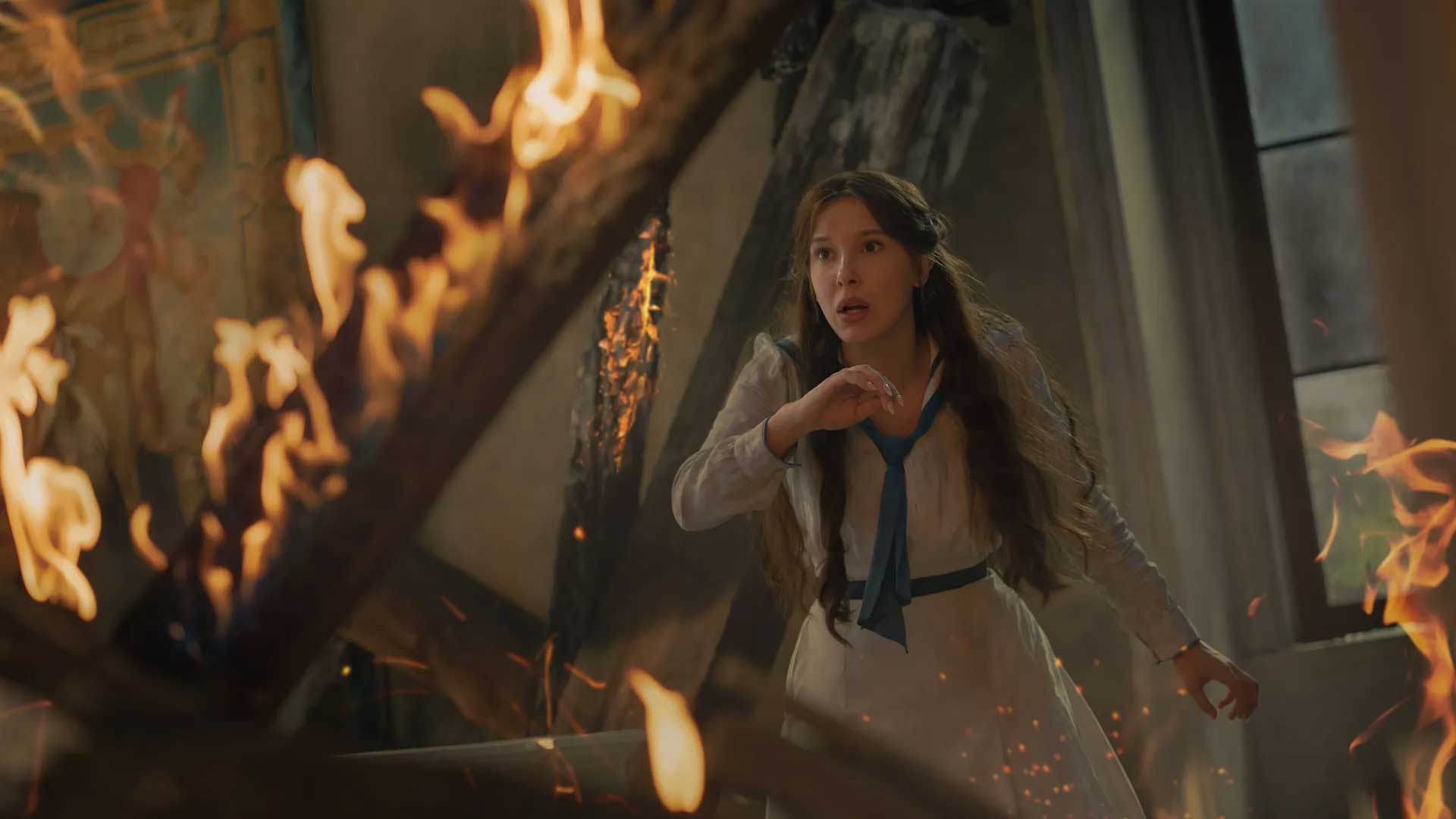 Millie Bobby Brown as Enola Holmes in Enola Holmes 3 Fire