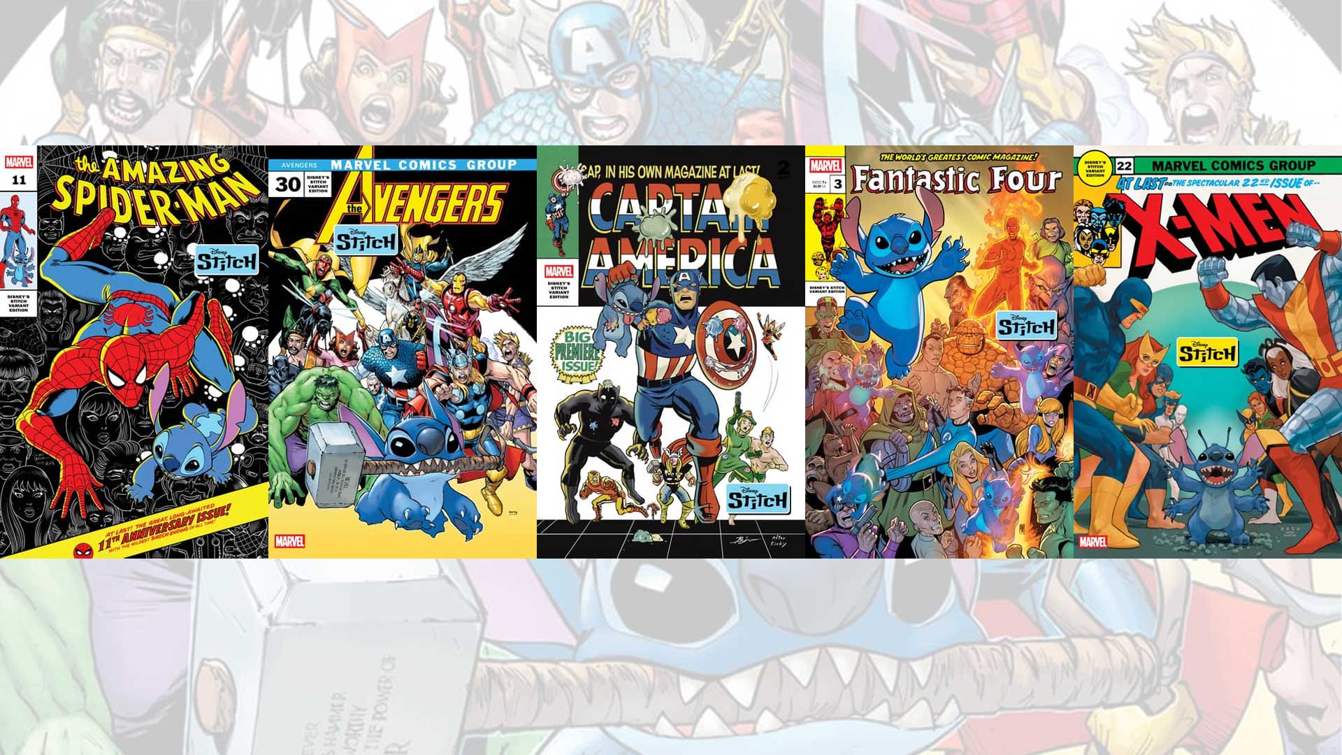 stitch on marvel variant covers