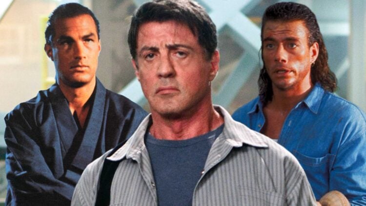 Sylvester Stallone, Steven Seagal, and Jean-Claude Van Damme in a composite image