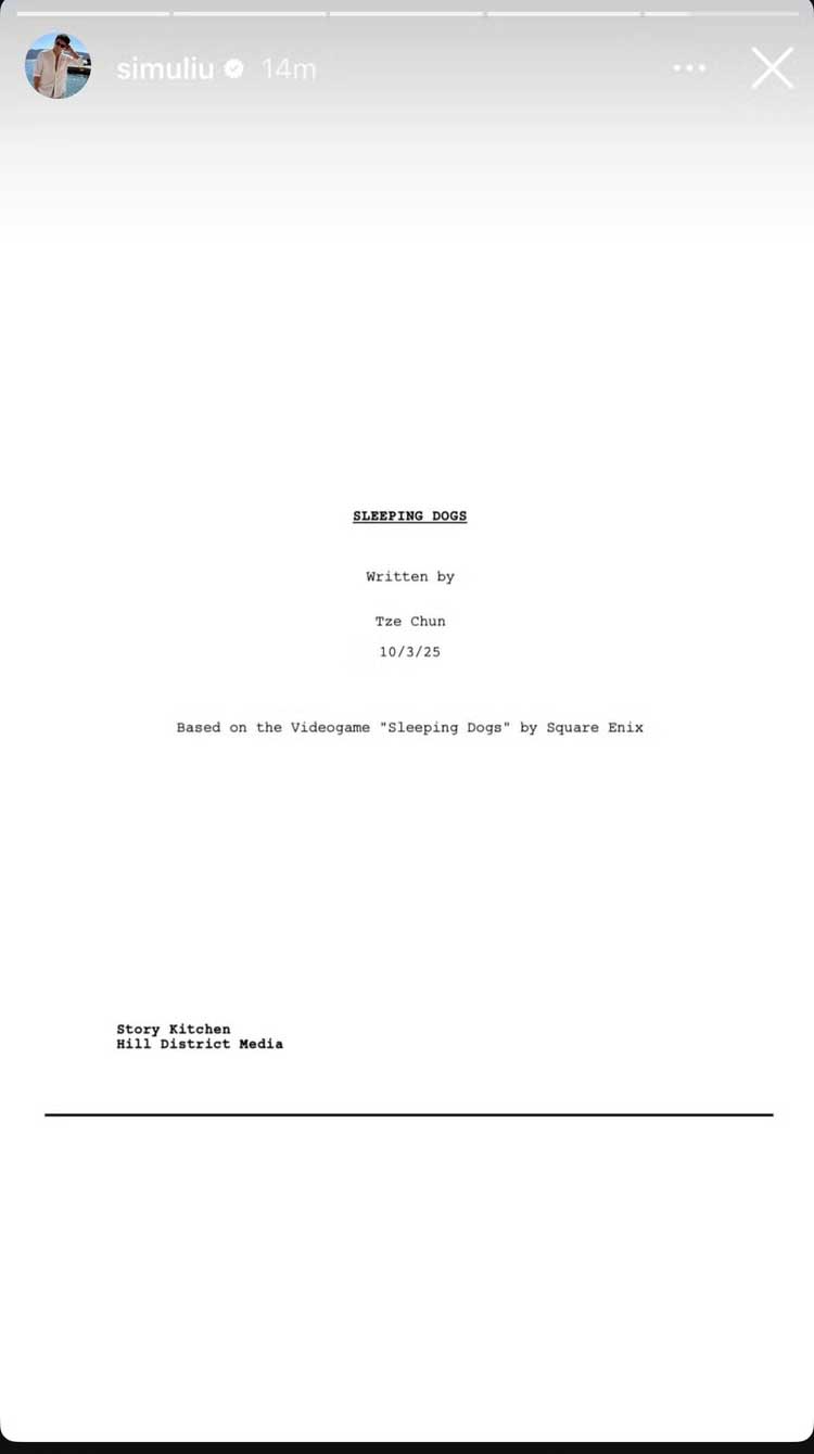 Simu Liu Sleeping Dogs Movie Script