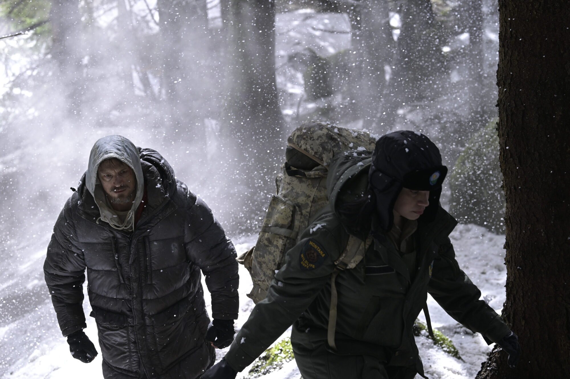 ICEFALL Joel Kinnaman and Cara Jade Myers