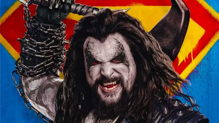 Jason Momoa as Lobo wielding a hook and chains against the Superman logo in Supergirl (2026)