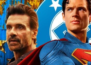 Frank Grillo as Rick Flag Sr. and David Corenswet as Superman in Man of Tomorrow
