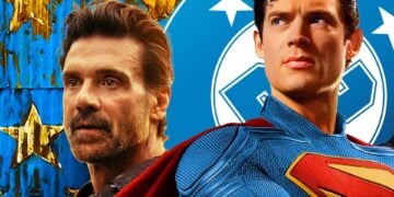Frank Grillo as Rick Flag Sr. and David Corenswet as Superman in Man of Tomorrow