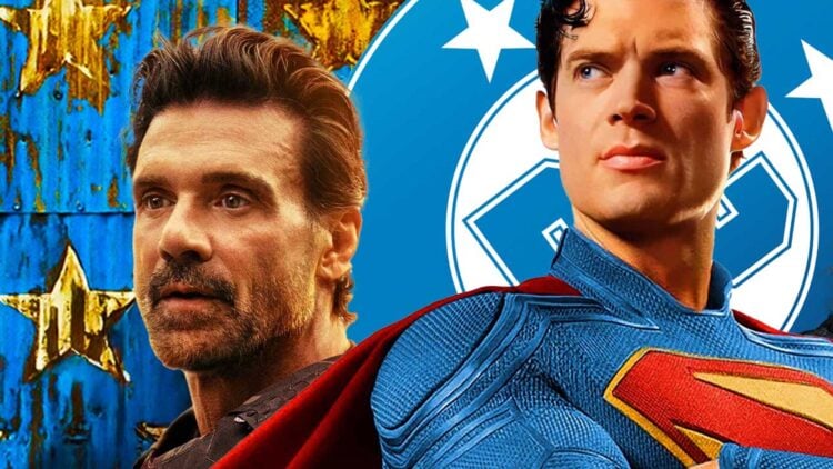 Frank Grillo as Rick Flag Sr. and David Corenswet as Superman in Man of Tomorrow