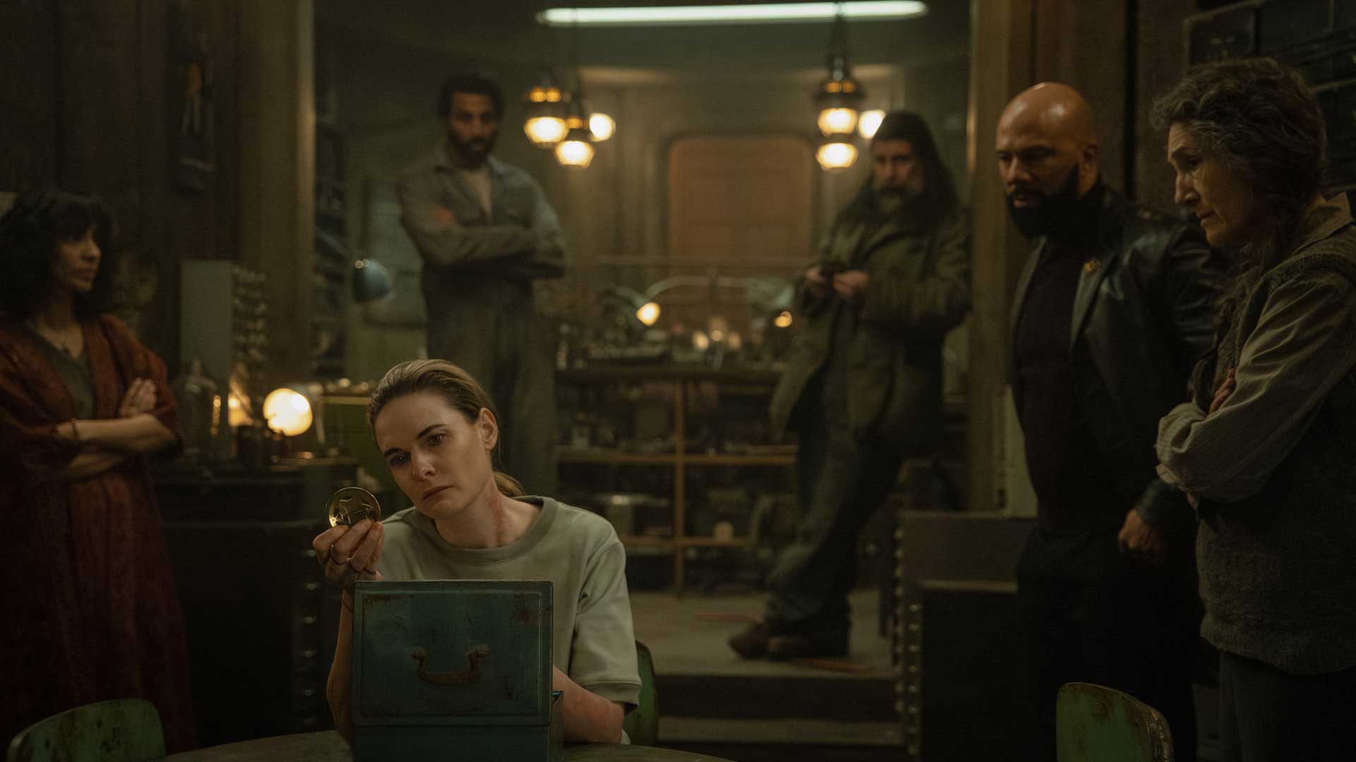 Rebecca Ferguson, Avi Nash, Rick Gomez, Common and Harriet Walter in Silo Season 3 Apple TV