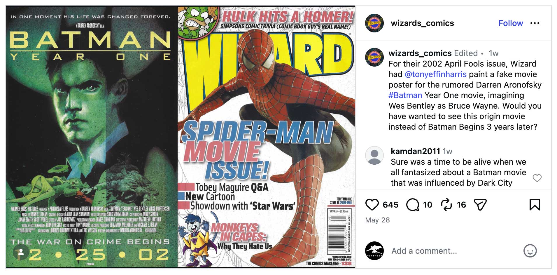 Wizard Comics 2002 April Fools issue Instagram