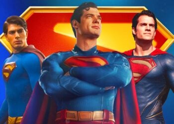 Brandon Routh, David Corenswet, and Henry Cavill as Superman