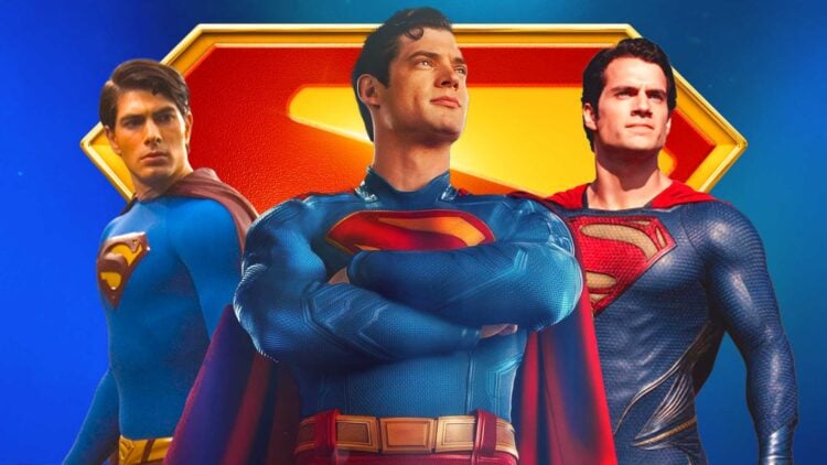 Brandon Routh, David Corenswet, and Henry Cavill as Superman