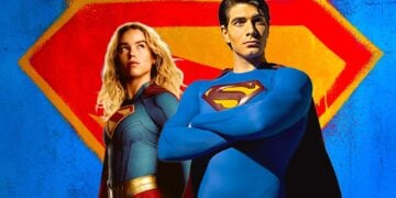 Milly Alcock as Supergirl and Brandon Routh as Superman from Superman Returns