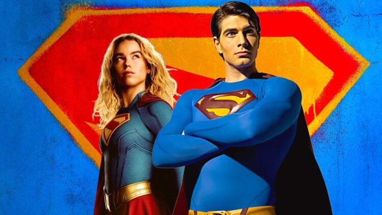 Milly Alcock as Supergirl and Brandon Routh as Superman from Superman Returns