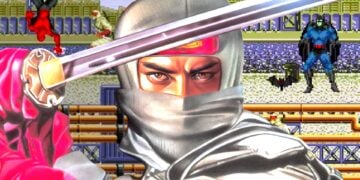 Joe Musashi faces the Metamorphomer in The Revenge of Shinobi, with Spider-Man and Batman sprites visible in the background
