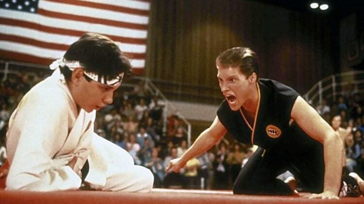 Sean Kanan as Mike Barnes facing Ralph Macchio in the final tournament scene in The Karate Kid Part III