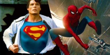 Christopher Reeve as Superman and Spider-Man in a split image comparing Superman III and Spider-Man: Brand New Day