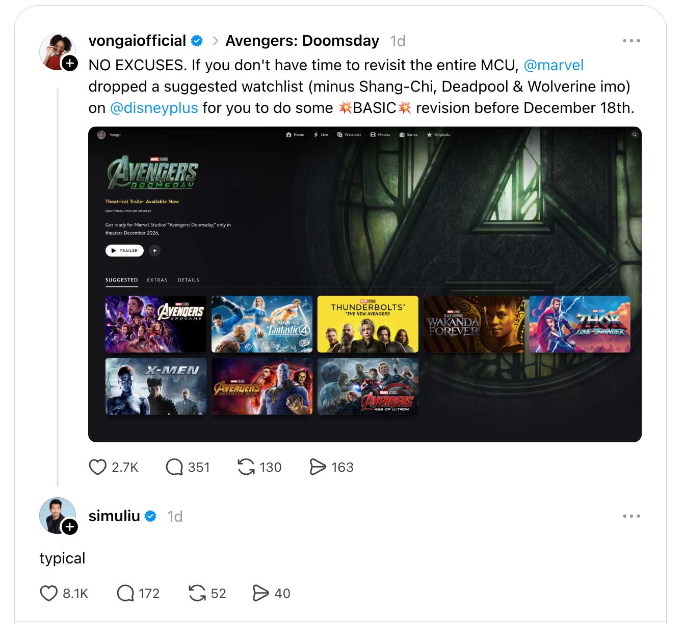Simu Liu Shang-Chi and the Legend of the Ten Rings Avengers Doomsday Threads