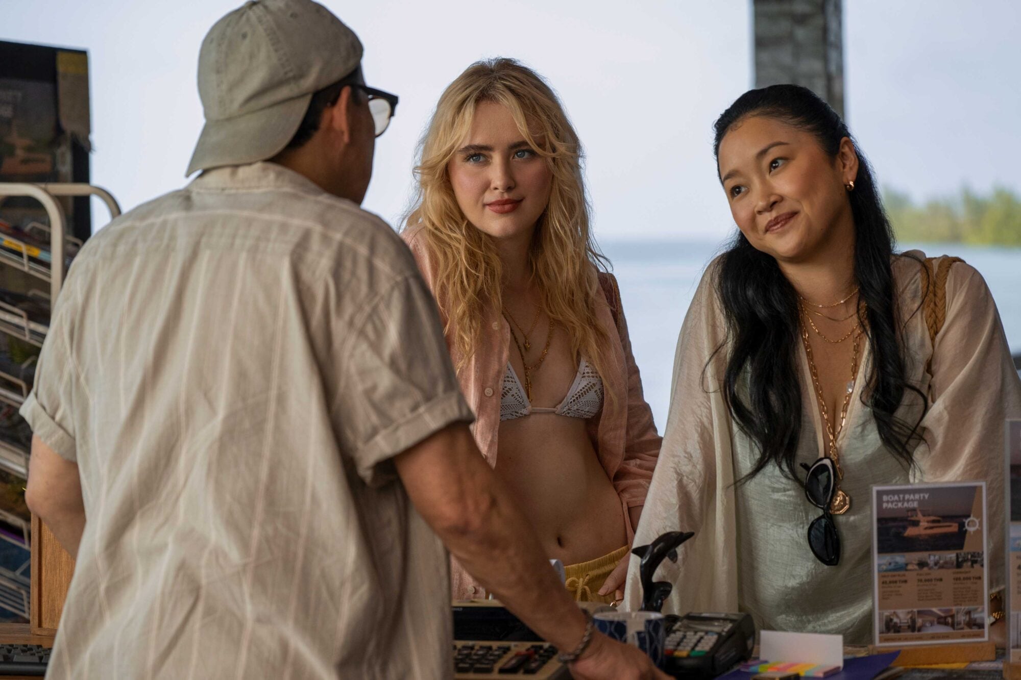 Kathryn Newton's Sara at the boat rental counter in The Devil's Mouth