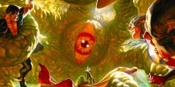 Shuma-Gorath's massive eye looms over Doctor Strange in Marvel Comics artwork