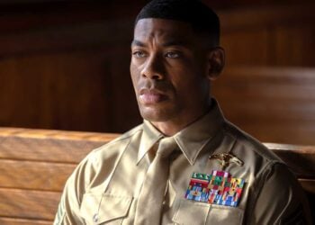 Aaron Pierre as John Stewart in a military uniform in HBO's Lanterns