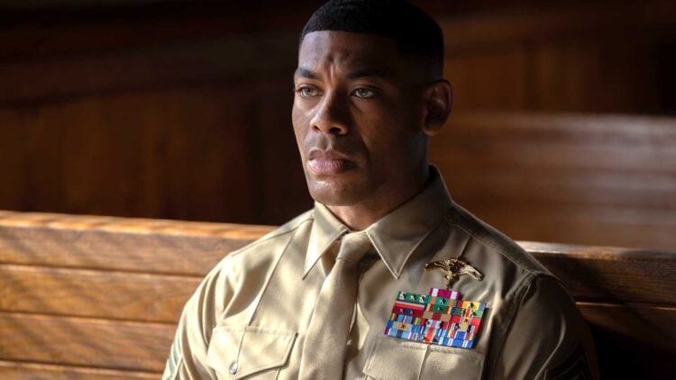 Aaron Pierre as John Stewart in a military uniform in HBO's Lanterns