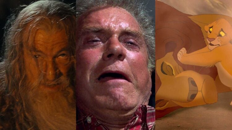 Gandalf facing the Balrog, a dying Uncle Ben, and Simba discovering Mufasa's body in three iconic movie death scenes