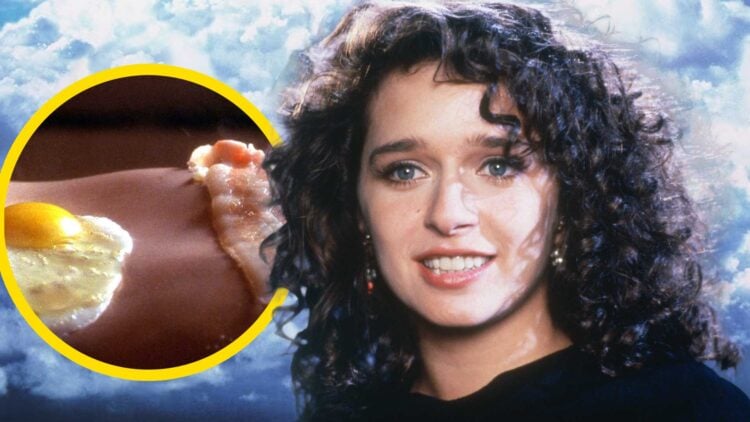 hot shots Valeria Golino bacon eggs belly scene
