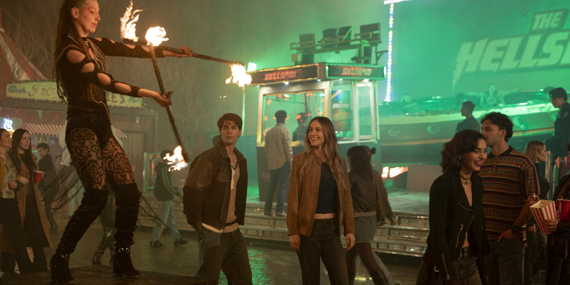 Corrado Martini as Ryan, Nell Verlaque as Gemma, and Paulina Chávez as Olivia in Vampire Carnival